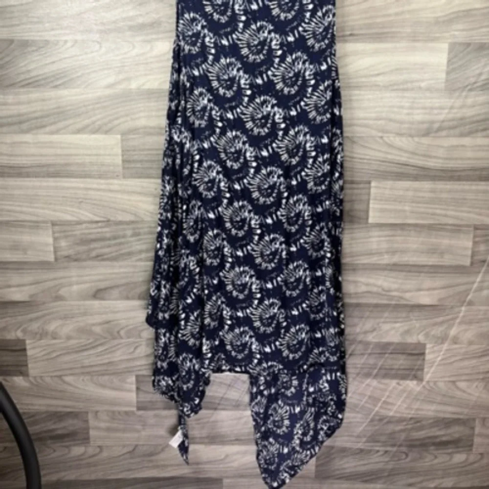 Ellos Womens Shrug‎ Blue White Tie Dye Sleeveless Open Front Fly Away Cover Up 0